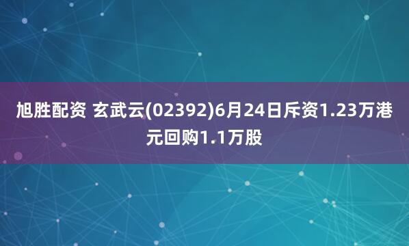 旭胜配资 玄武云(02392)6月24日斥资1.23万港元回购1.1万股